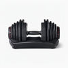 Front view of adjustable dumbbells with adjustable weight setting