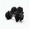 Adjustable dumbbell with stand on a white background