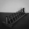 Black weight storage rack for weight plates and barbells