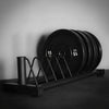 Black gym weights storage black loaded with 15kg weights