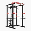 Black and red weightlifting cage on a white background