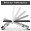 Adjustable weight bench with full seat adjustability on a white background
