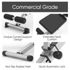 Commercial grade workout bench with features highlighted on a white background