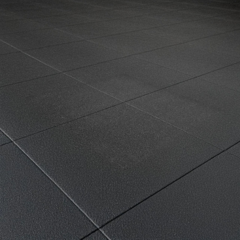 Black tiled gym floor