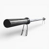 Metallic barbell on a white background