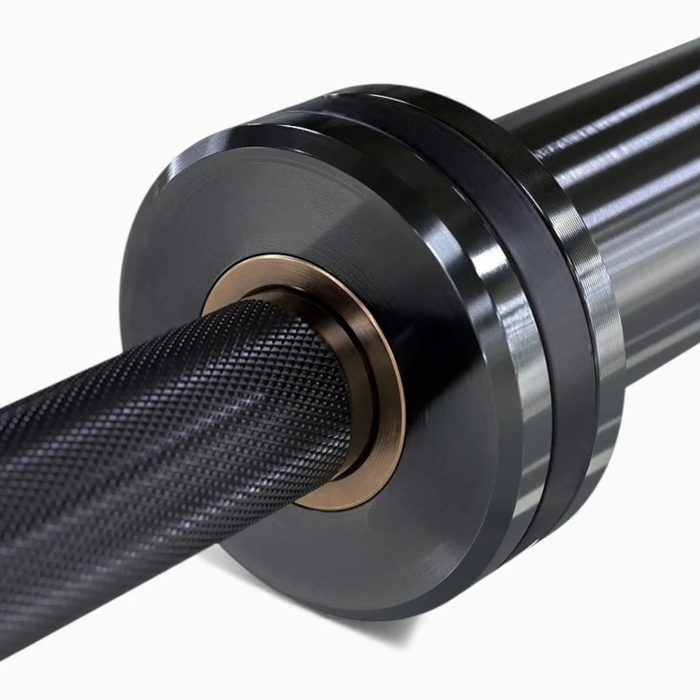 Close-up of a barbell on a white background
