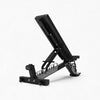 Black adjustable weight bench on a white background