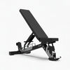 Black adjustable weight bench on a white background