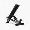 Black adjustable weight bench on a white background