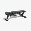 Black adjustable weight bench on a white background