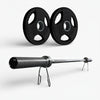 Barbell with weight plates on a white background