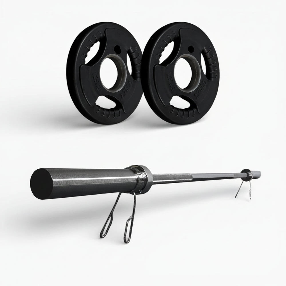 Barbell with weight plates on a white background