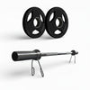 Barbell with weight plates on a white background
