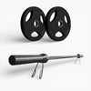 Barbell with weight plates on a white background