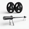 Barbell with weight plates on a white background