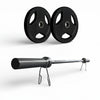 Barbell with weight plates on a white background