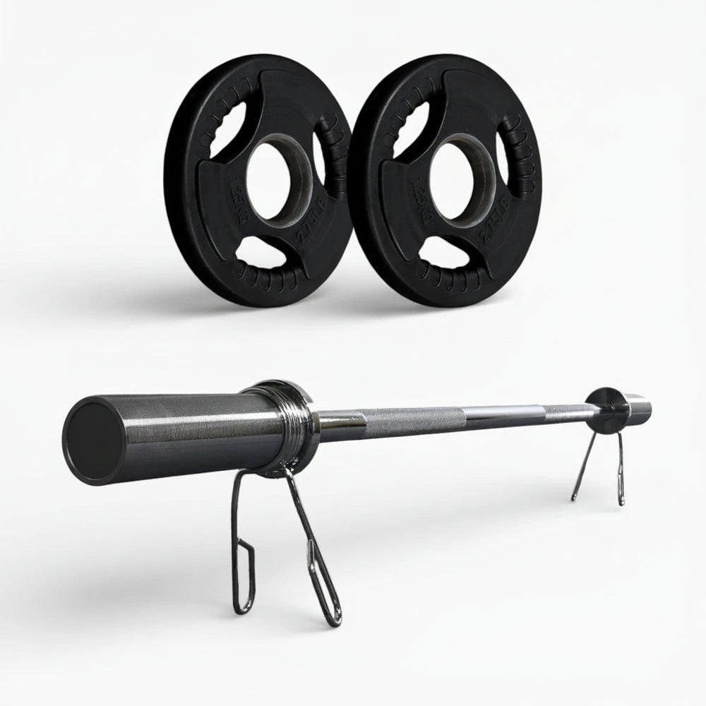 Barbell with weight plates on a white background