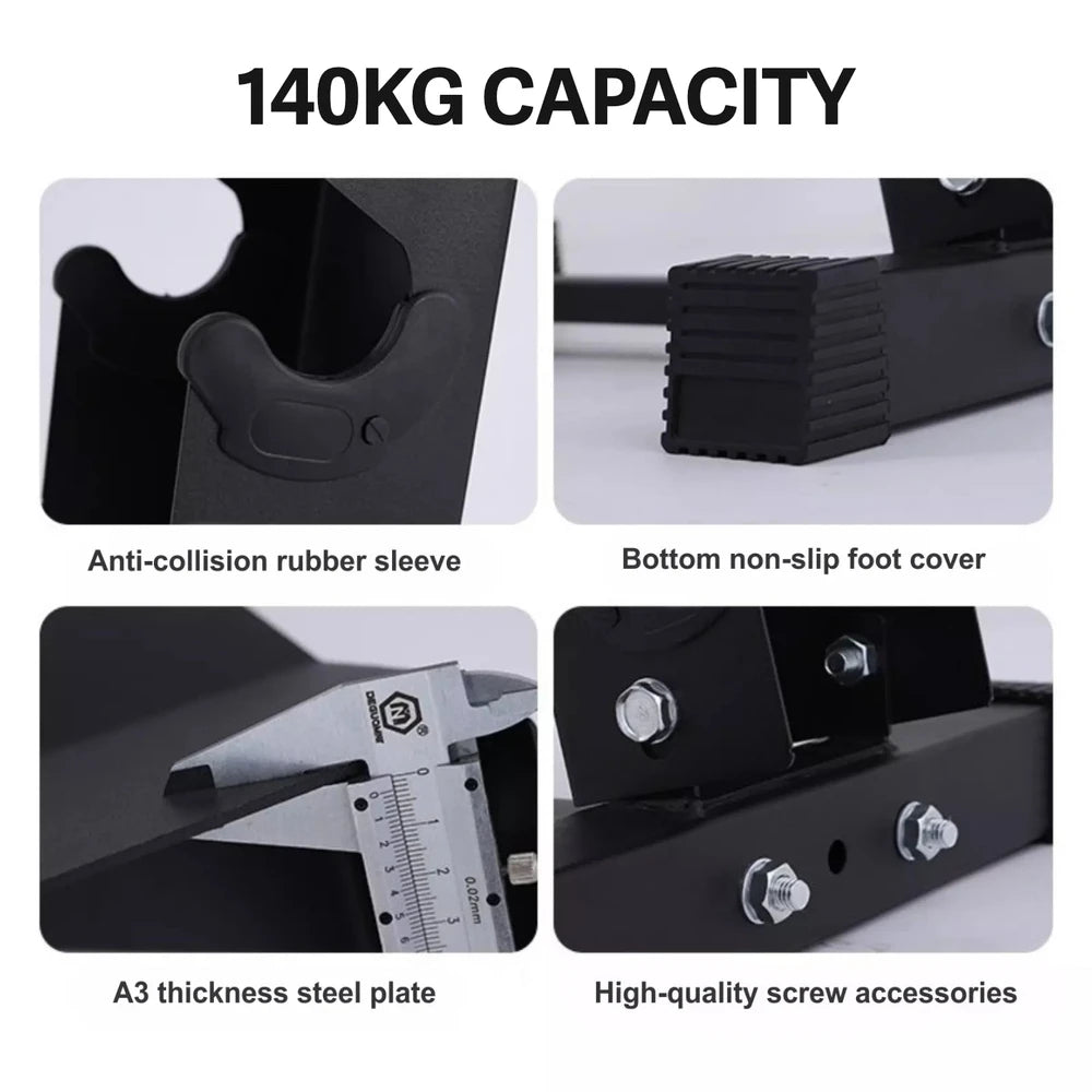Product features with text highlighting capacity, anti-collision rubber sleeve, non-slip foot cover, steel plate thickness, and screw accessories.