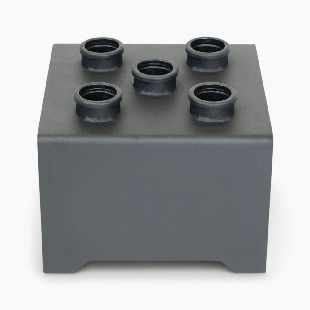 Gym barbell holder with 5 compartments on a white background
