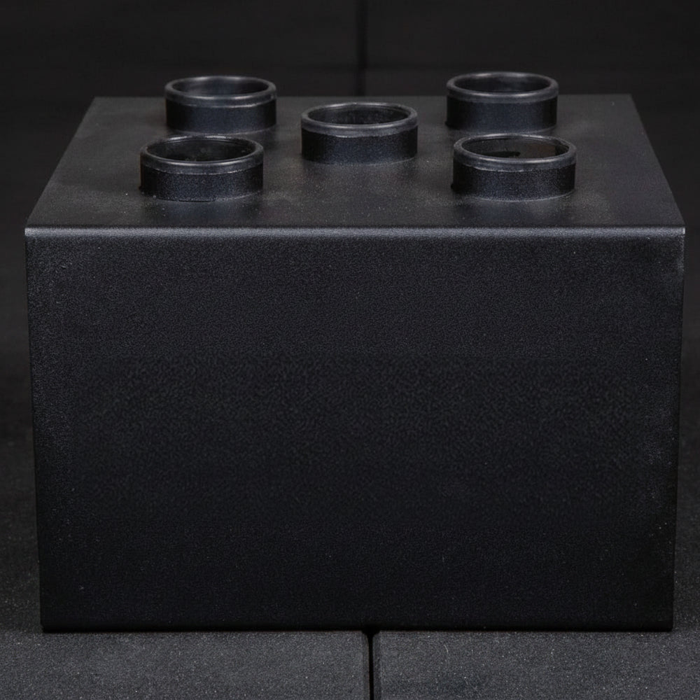 Black weightlifting bar holder on a black background