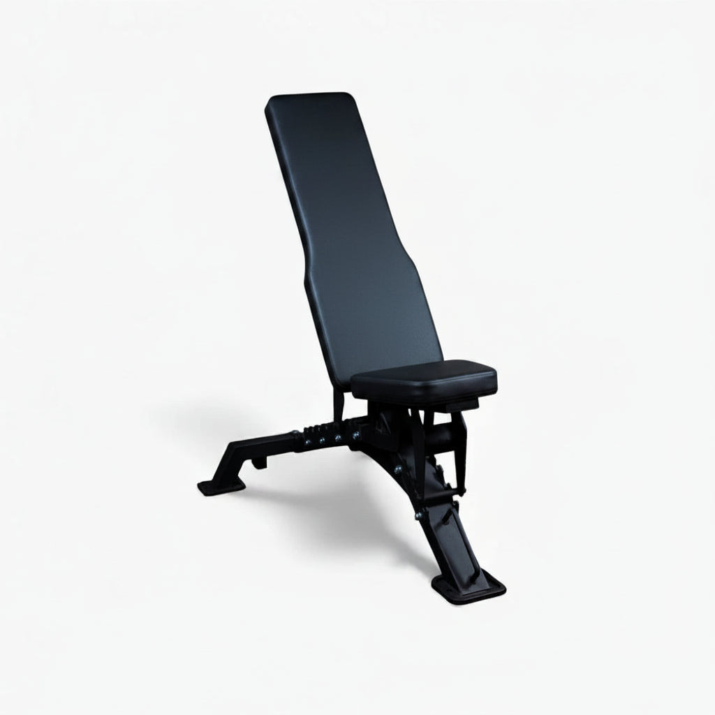 Black weight bench on a white background Main image