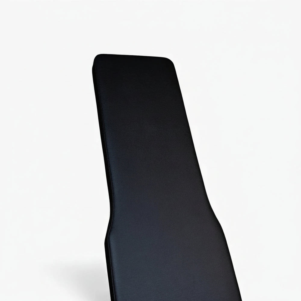 Black weightlifting bench on a white background