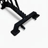 Black metal gym equipment on a white background