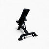 Black adjustable weight bench on a white background