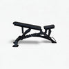 Black adjustable weight bench on a white background