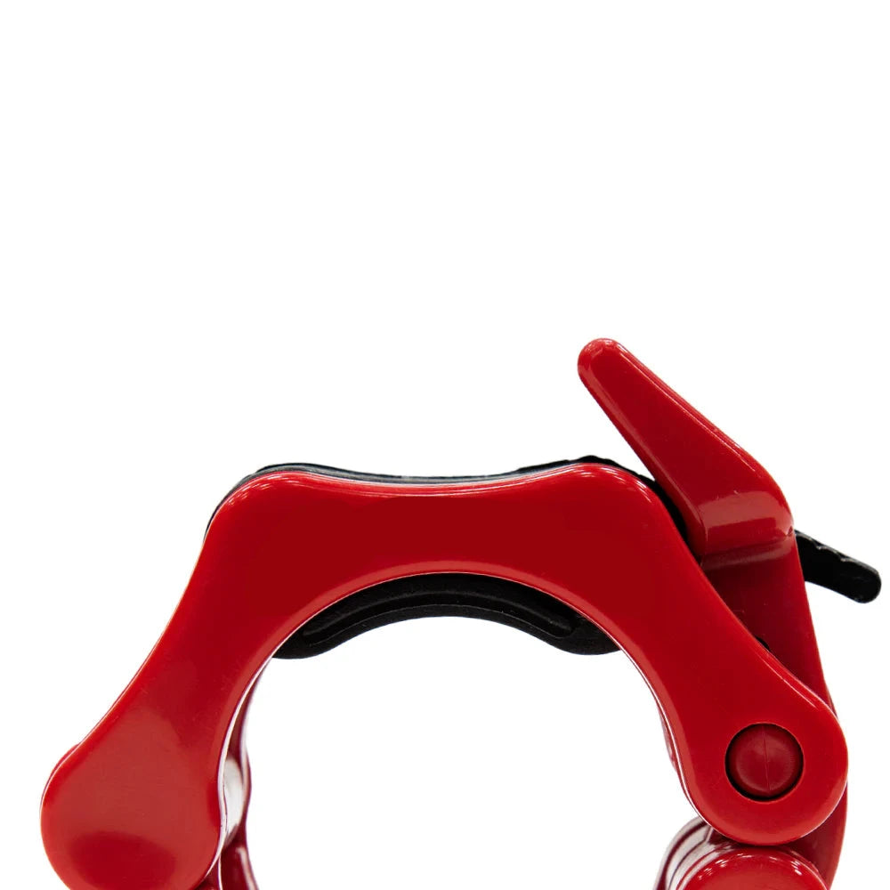 Red barbell clamp on a white background