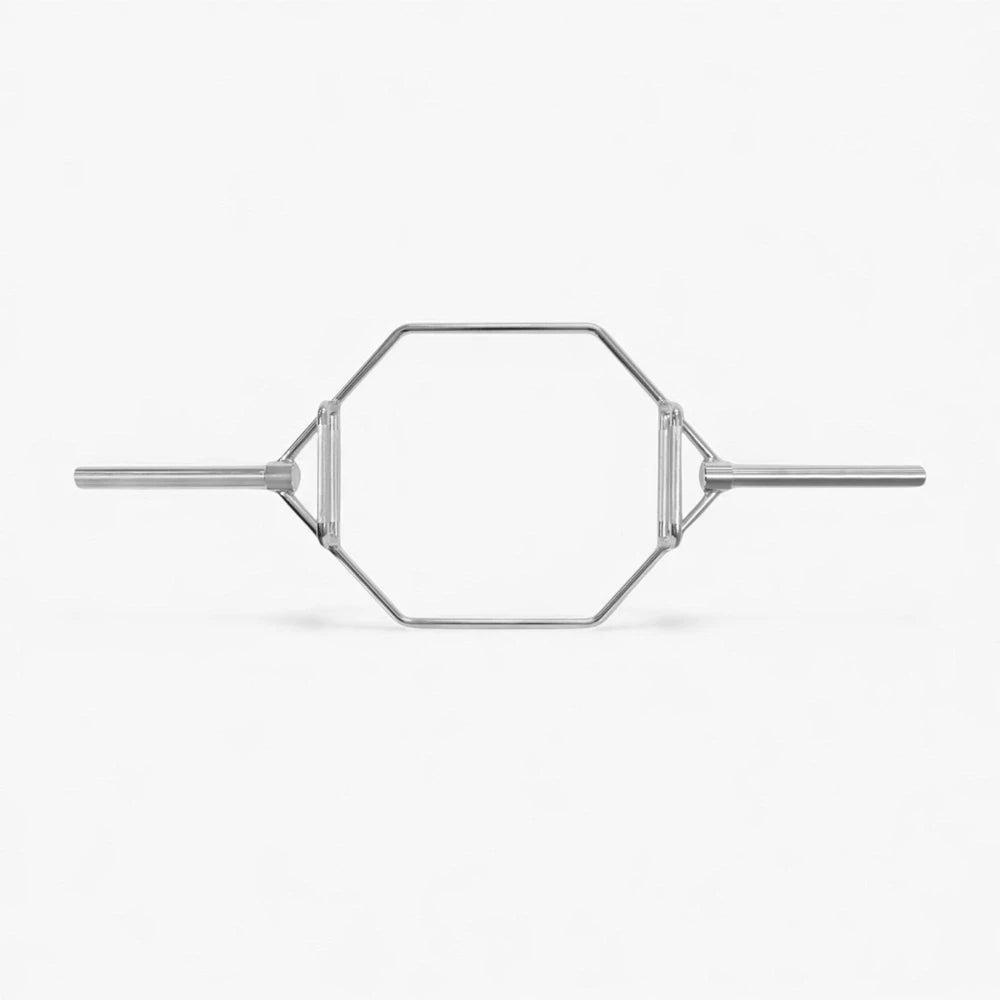 Silver barbell on a white background
