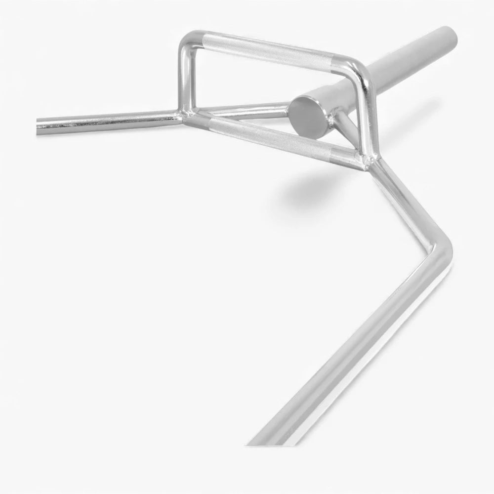 Metallic gym trap bar on a white background