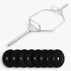 Barbell with weight plates on a white background