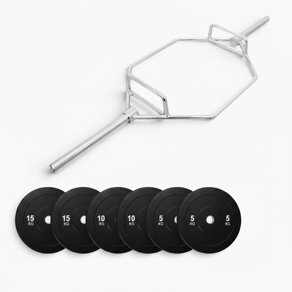 Barbell with weight plates on a white background