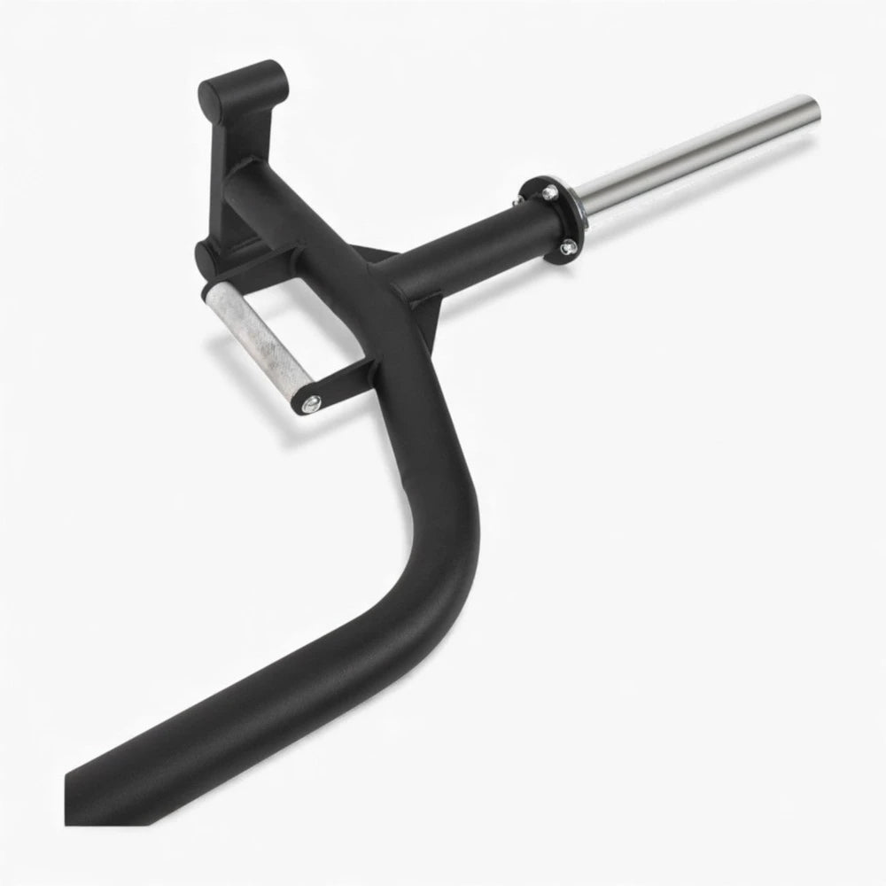 Black metal weight lifting on a white background