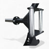 Metallic grips on weight lifting bar on a white background