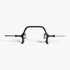 Black metal barbell on a white background