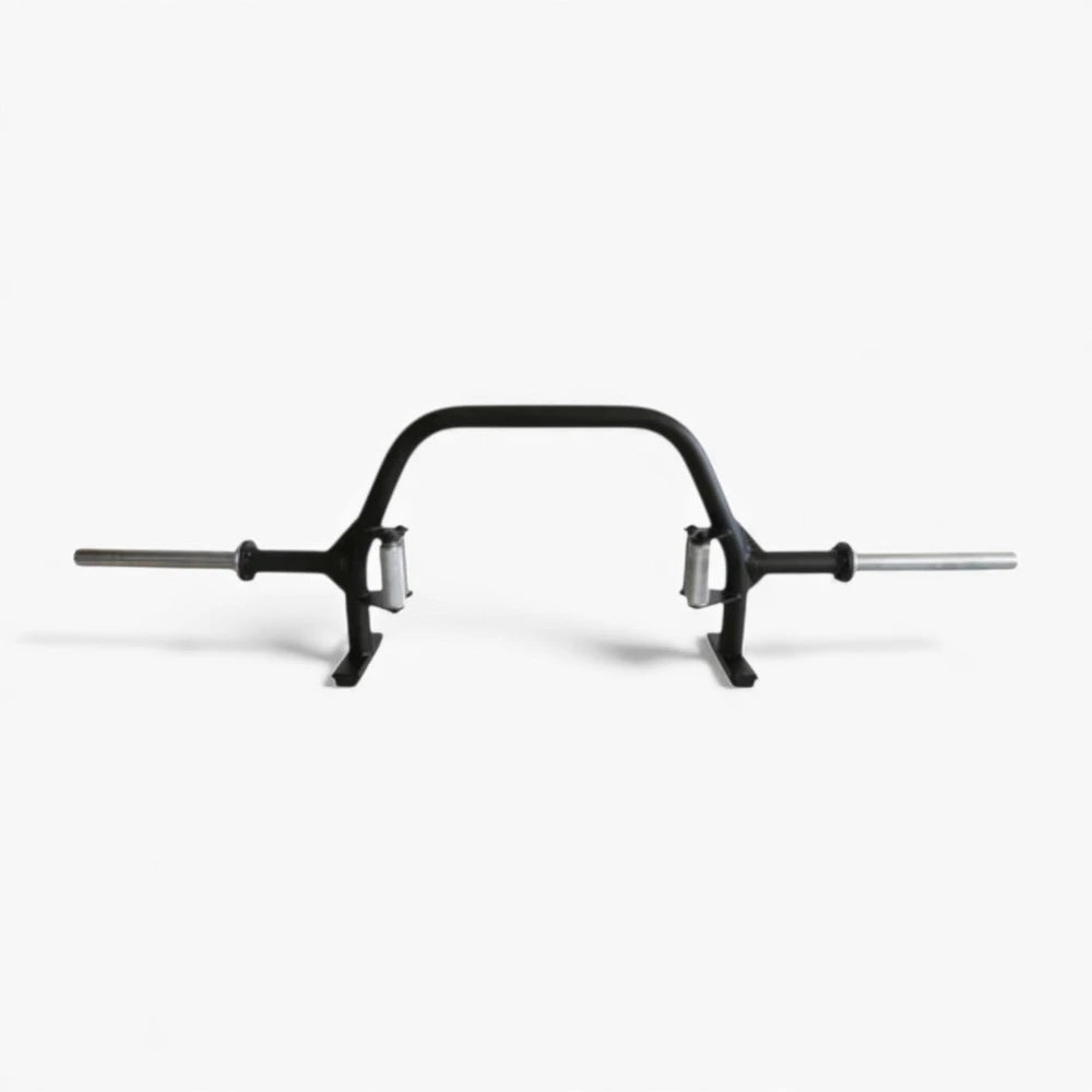Black metal barbell on a white background