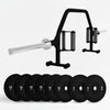 Gym barbell with weights on a white background