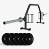 Gym open grip barbell with weights on a white background