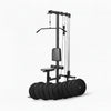 Gym machine with weight plates on a white background