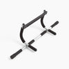 Black and silver pull-up bar on a white background