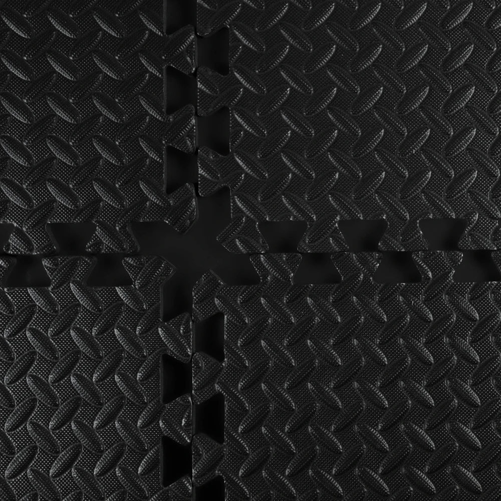 Black foam puzzle mat with textured surface