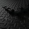 Close-up of a textured black mat with a focus on pattern and texture.