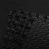 Stack of black textured mats on a dark background