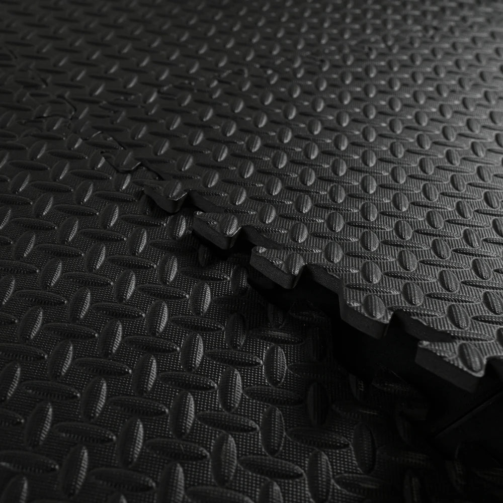 Close-up of a textured black foam mat
