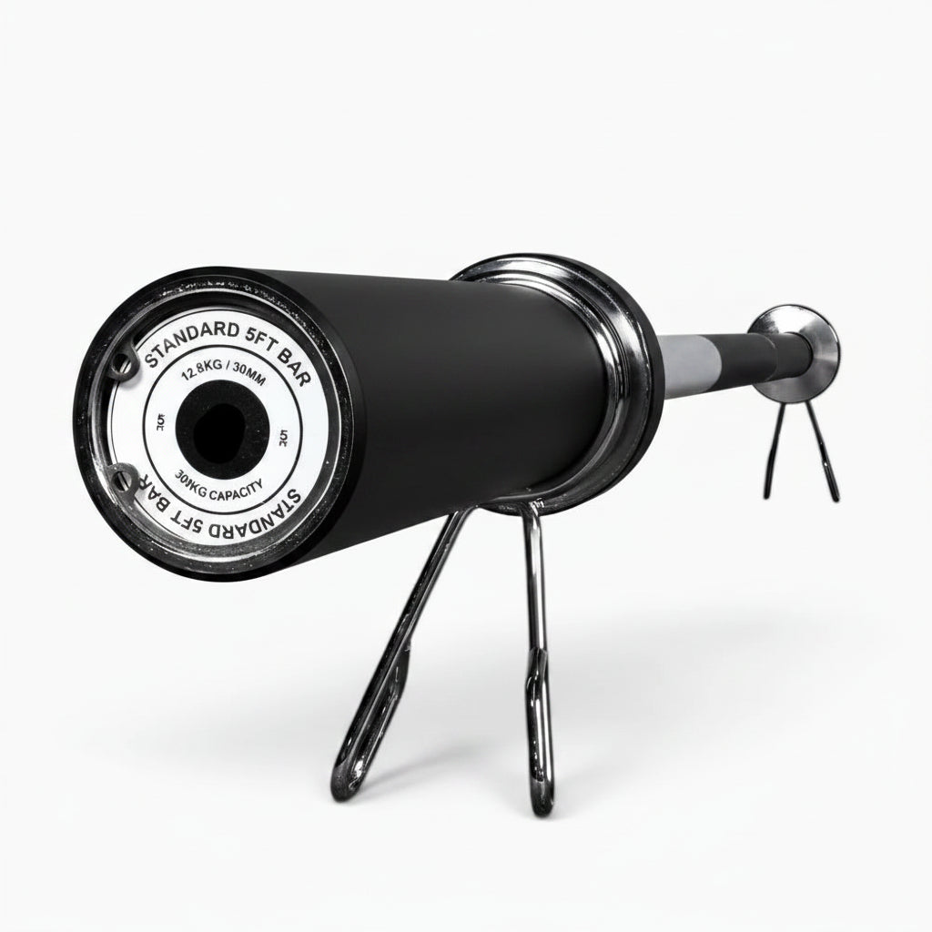 Barbell with black and silver design on a white background Main image