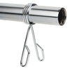 Close-up of a metal barbell clip on a white background
