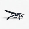 Black adjustable weight bench on a white background