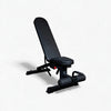 Black adjustable weight bench on a white background